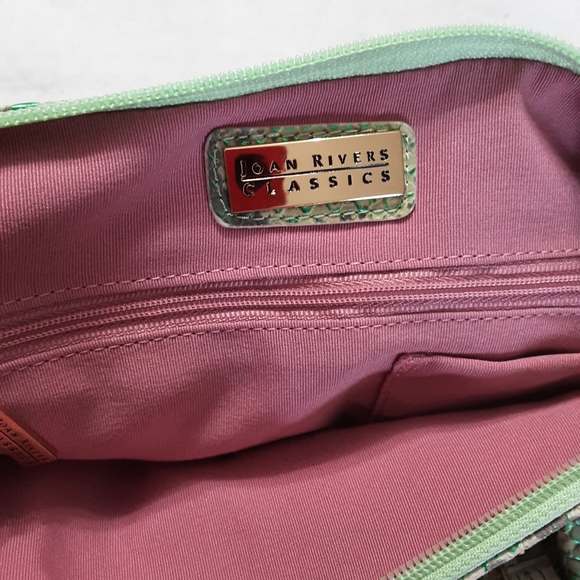 Joan Rivers Faux Green Metallic Python Shoulder Bag VTG - Picture 6 of 9